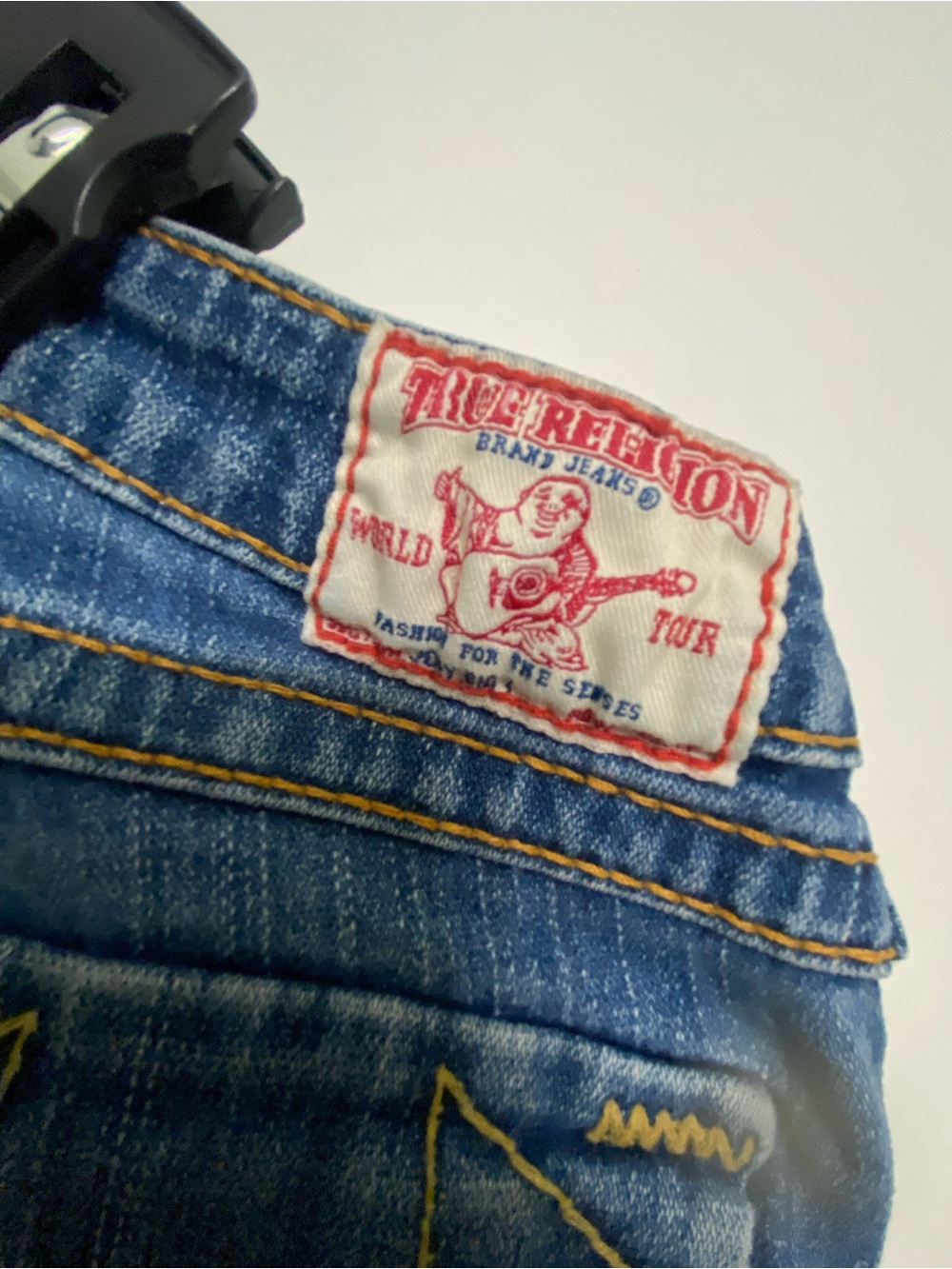 True Religion Women's Blue Flare Jeans - Distressed Mid Wash - Picture 4 of 4